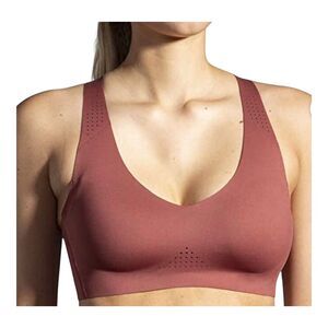 Brooks Women's terracotta/Fluoro Pink Dare V Neck Run Sports Bra Size 40 A/B